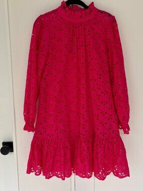J.Crew Eyelet Lace Dress w/ Slip | Size Medium | Statement Pink